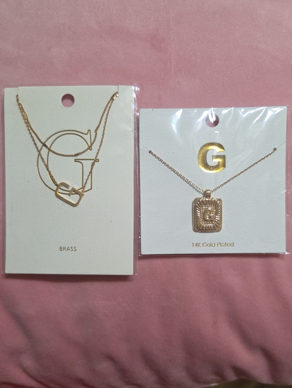 Gold Letter G Necklace & Gold Pendant Layered Set